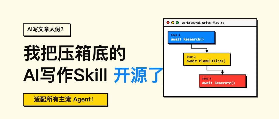 AI 写文章太假？我把压箱底的 AI 写作 Skill 开源了，适配所有主流 Agent！ 封面