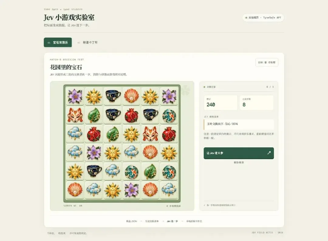完成8步后的宝石棋盘和240分记录